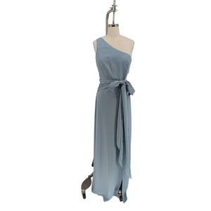 NEW BCBGMAXAZRIA One Shoulder Maxi Dress Blue Size 6 preppy evening wedding